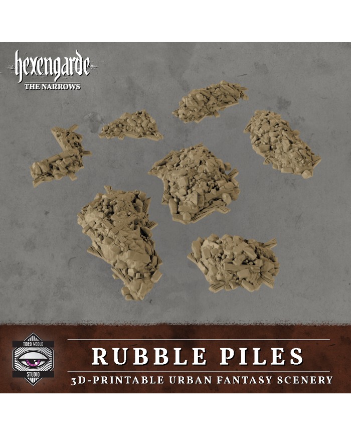 Rubble Piles of Hexengarde (x7)|Tired World Studio|Mordheim Terrain