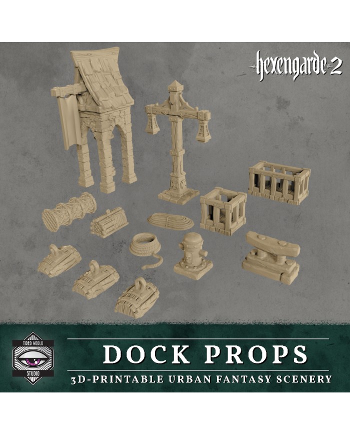 Accesorios del Puerto de Hexengarde|Tired World Studio|Escenografia Mordheim