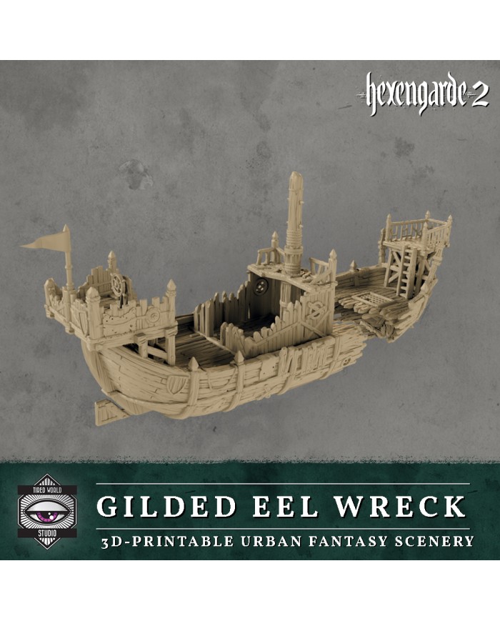 Gilded Eel River Barge Wreck|Tired World Studio|Mordheim Terrain