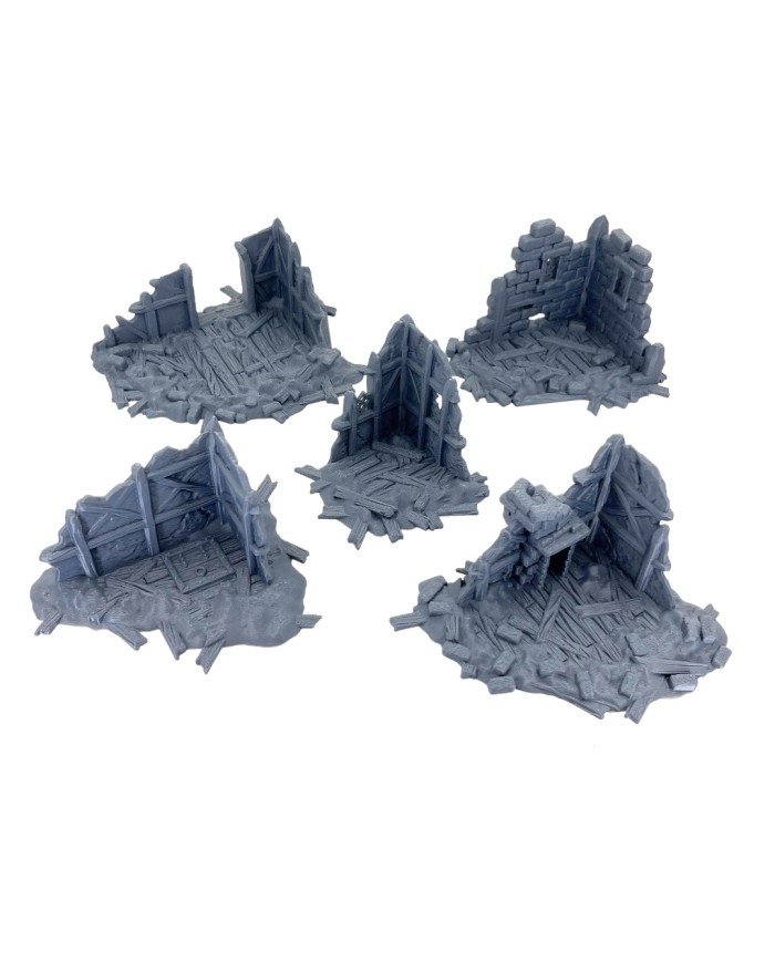 Corner Ruins of Hexengarde City (x5)|Tired World Studio|Mordheim Terrain