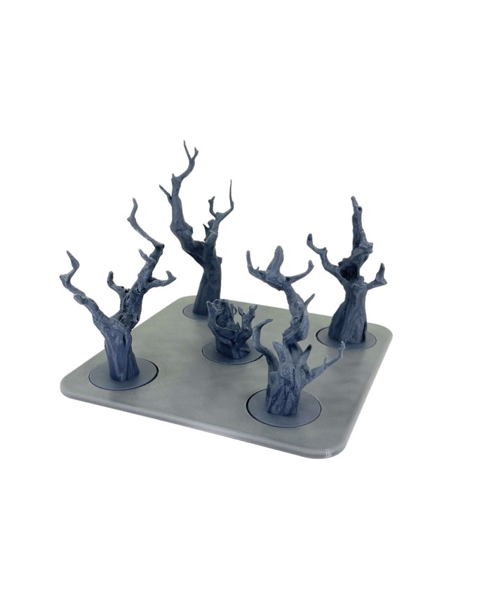 Square Tray with Five Dead Trees