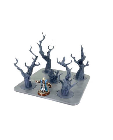 Square Tray with Five Dead Trees