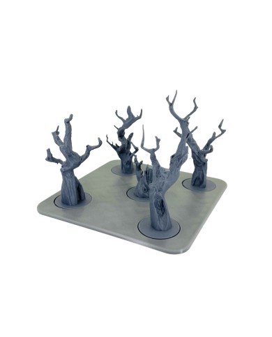 Square Tray with Five Dead Trees
