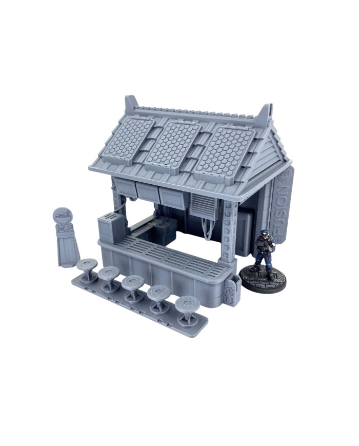 Puesto de Comida Fusión Ramen|Corvus Game Terrain|Edificios Ciberpunk