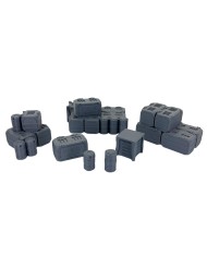 Cajas y Barriles Ciberpunk (x7)|Corvus Game Terrain|Terreno Disperso Ciberpunk