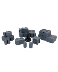 Cyberpunk Crates and Barrels (x7)|Corvus Game Terrain|Cyberpunk Scatter Terrain