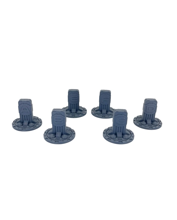 Sci-Fi Objective Markers with Letters (x6)|Corvus Game Terrain|Sci-Fi Props