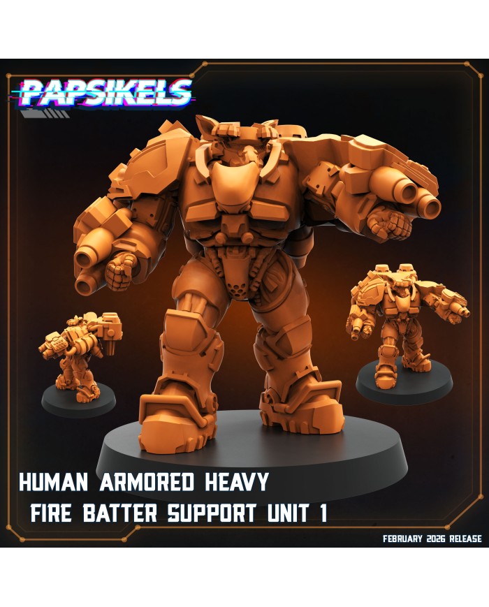 Human Armored Heavy Fire Batter Support Unit 1|Papsikels Miniatures|Starcraft Miniatures