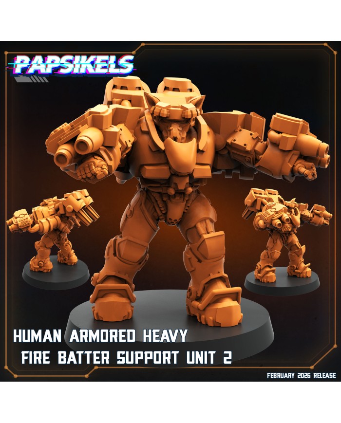 Human Armored Heavy Fire Batter Support Unit 2|Papsikels Miniatures|Starcraft Miniatures