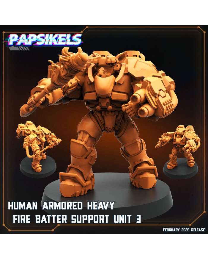 Human Armored Heavy Fire Batter Support Unit 3|Papsikels Miniatures|Starcraft Miniatures