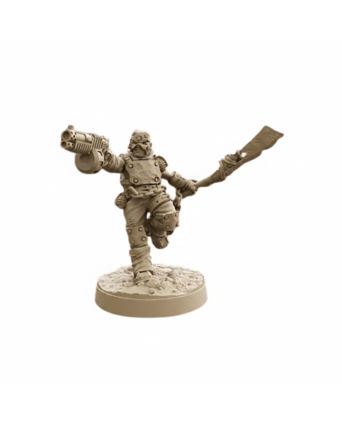 Metalhead with Rotating Shotgun and Slicer|David Sheff Models|Postapocalyptic Warbands
