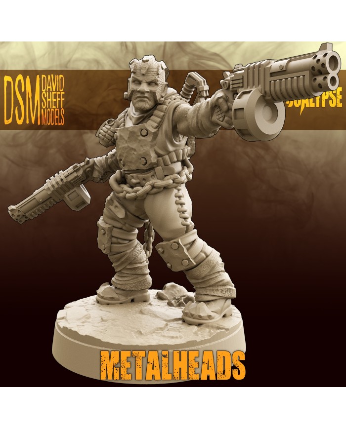 Cabeza de Metal con Dos Escopetas Rotatorias|David Sheff Models|Bandas Postapocalípticas