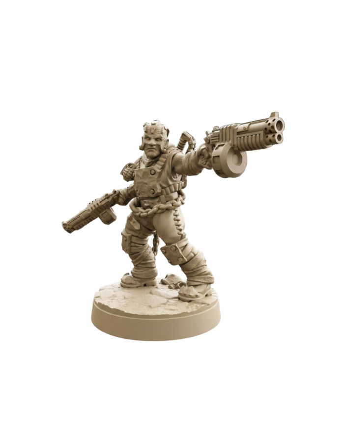 Metalhead with Two Rotating Shotguns|David Sheff Models|Postapocalyptic Warbands