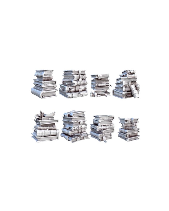 Pilas de Libros Estilizados (x8)|STL Mini Bits|Accesorios Fantasía