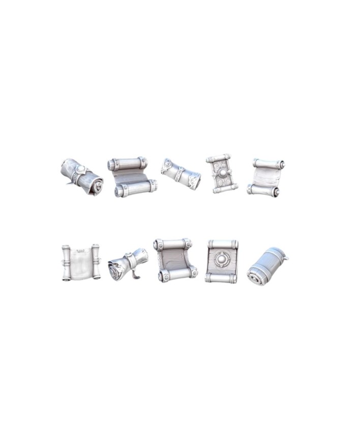 Pergaminos Mágicos - Set A (x10)|STL Mini Bits|Accesorios Fantasía