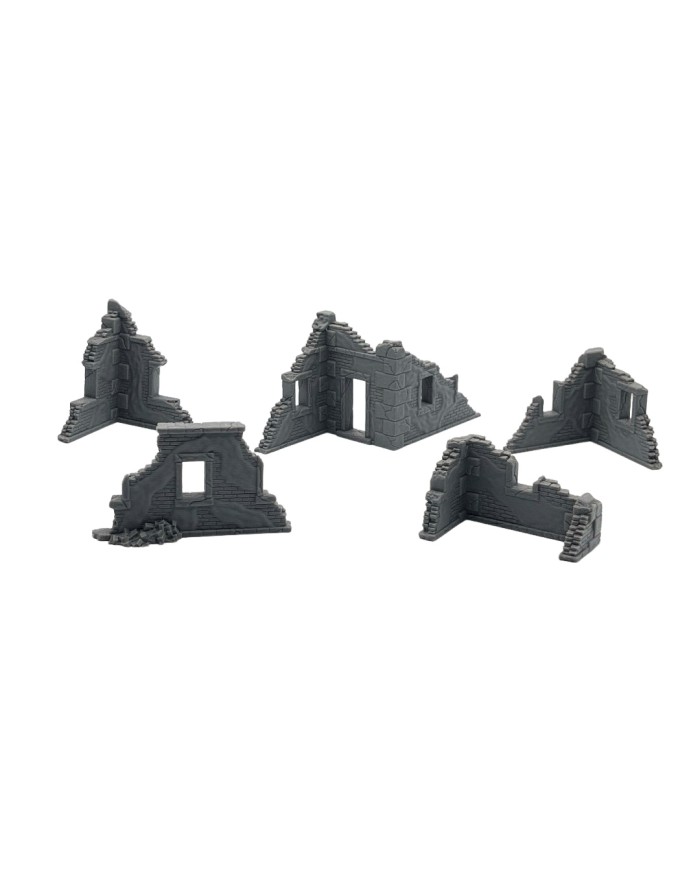 Medium Brick Ruins Set (x5)|Dani Amengual|WW2 Ruins
