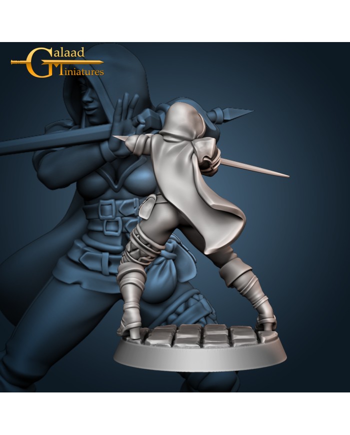 Female Human Rogue - Raven in Action|Galaad Miniatures|Rogues