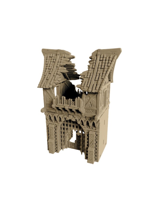 Hexengarde City Damaged Wall Gatehouse - B|Tired World Studio|Wall Terrain