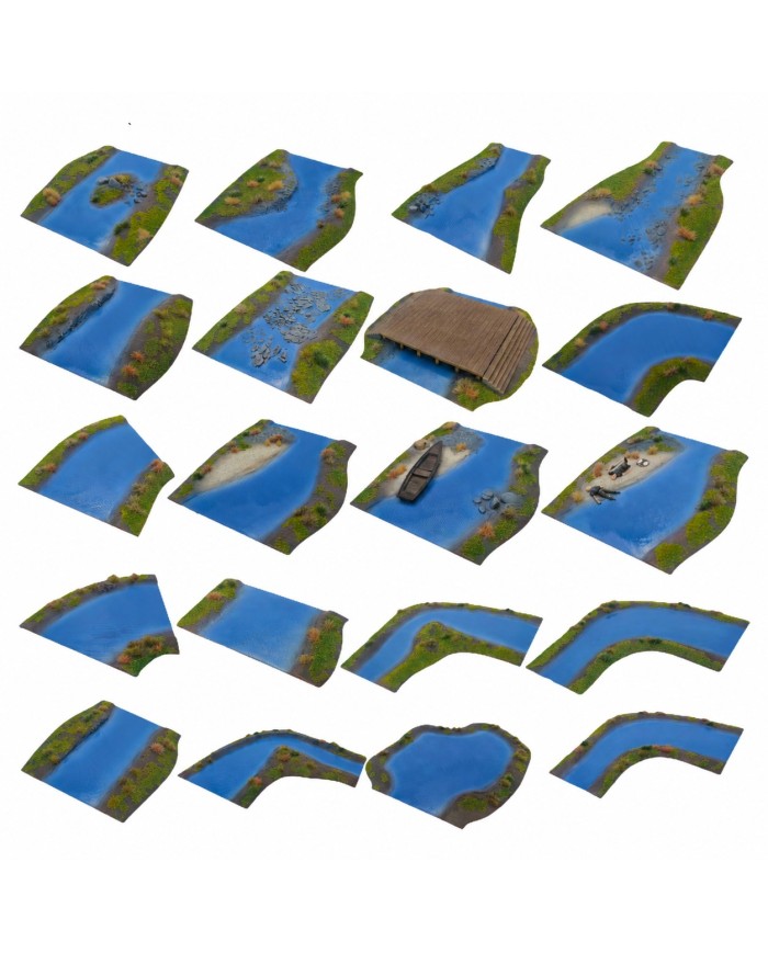 Modular Stream Expansion Set | Laser Terrain | Lake and River Terrain