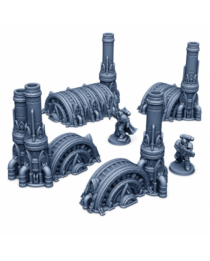 Turbinas Grimdark con Chimeneas (x4) | Forbidden Prints | Industrial Grimdark