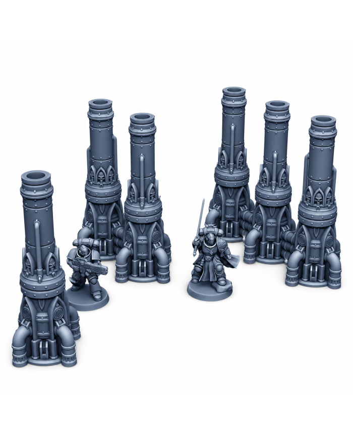 Chimeneas de Turbinas Grimdark (x3) | Forbidden Prints | Industrial Grimdark