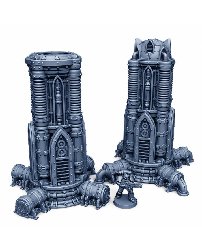 Dos Compresores Altos de Flujo de Gas Grimdark | Forbidden Prints | Industrial Grimdark
