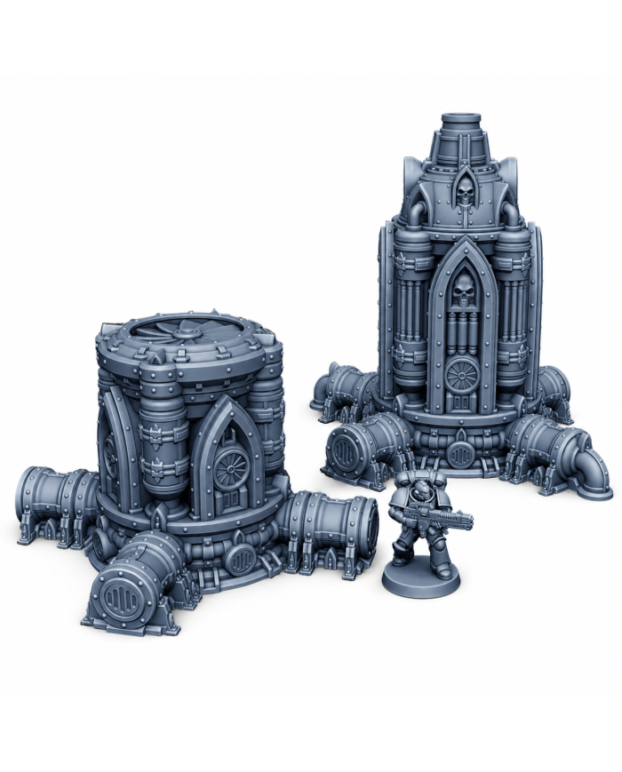 Dos Compresores de Flujo de Gas Grimdark | Forbidden Prints | Industrial Grimdark