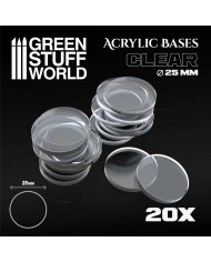 25mm Round Clear Acrylic Bases | Green Stuff World | Acrylic Bases