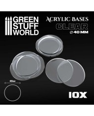 40mm Round Clear Acrylic Bases | Green Stuff World | Acrylic Bases