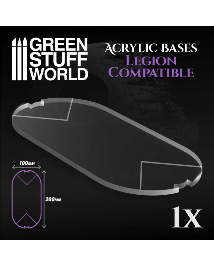SW Legion 100x200mm Oval Clear Acrylic Base | Green Stuff World | Acrylic Bases