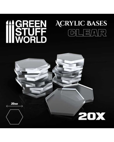 Hexagonal 30 mm - Clear Acrylic Bases