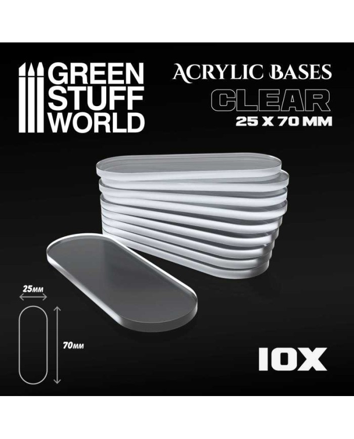 25x70 mm Oval Clear Acrylic Bases | Green Stuff World | Acrylic Bases