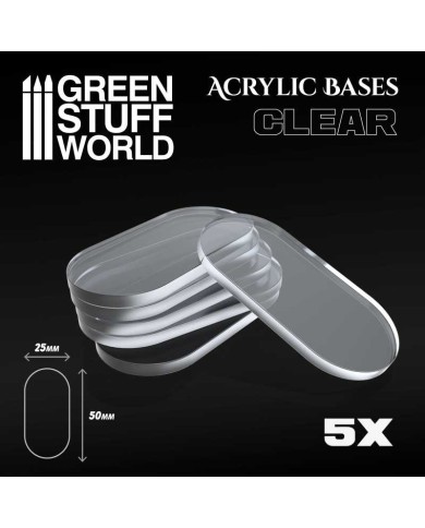 Oval 50x25 mm - Clear Acrylic Bases