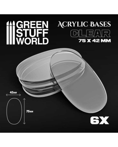 Oval 75x42 mm - Clear Acrylic Bases