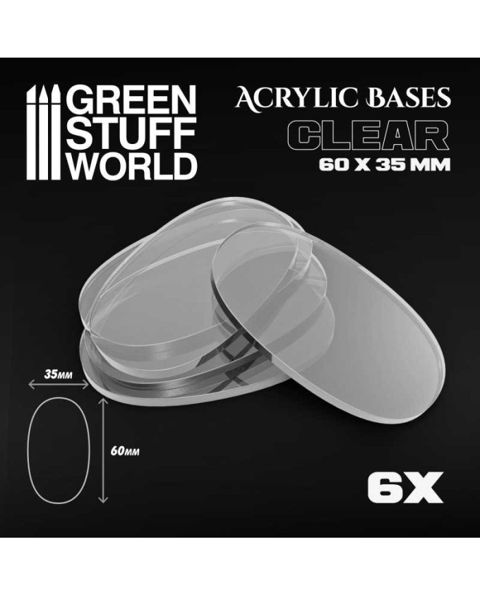 Oval 60x35 mm - Clear Acrylic Bases