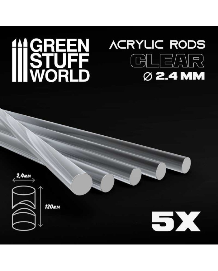 Round Acrylic Rods 2.4 mm - Transparent