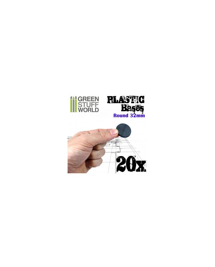 32mm Round Bases - Black Plastic | Green Stuff World | Plastic Bases