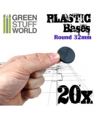 Peanas Redondas de 32mm - Plástico Negro | Green Stuff World | Peanas de Plástico