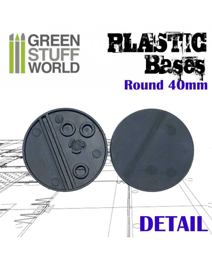40mm Round Bases - Black Plastic | Green Stuff World | Plastic Bases | Terrainandminis