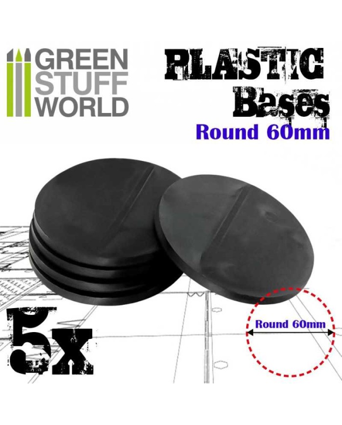 Peanas Redondas de 60mm - Plástico Negro | Green Stuff World |Peanas de Plástico