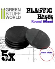 Peanas Redondas de 60mm - Plástico Negro | Green Stuff World |Peanas de Plástico