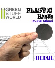 60mm Round Bases - Black Plastic | Green Stuff World |Plastic Bases