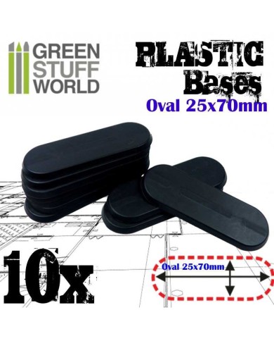 Plastic Bases - Oval Pill 25x70mm BLACK