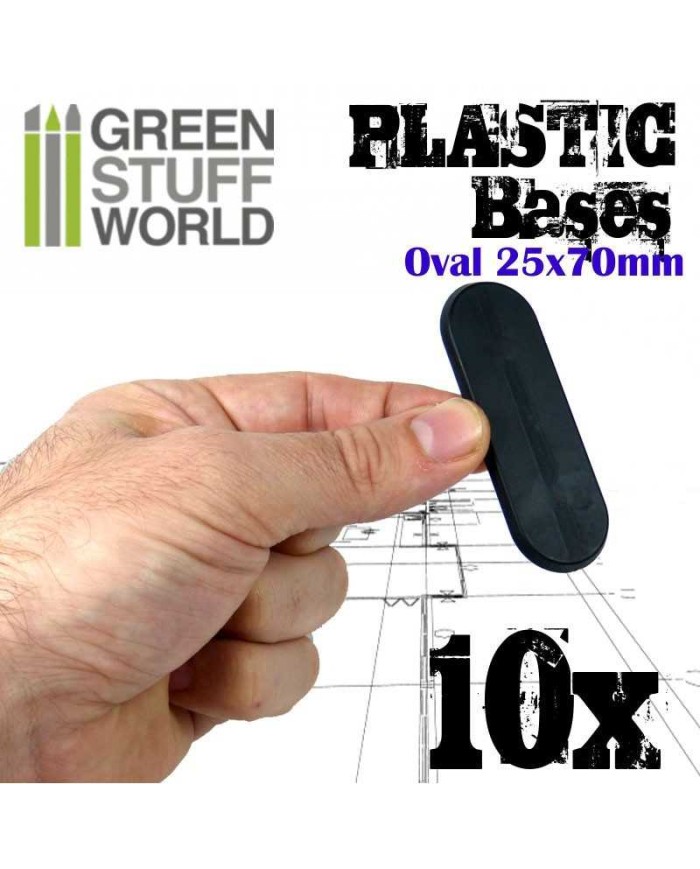 25x70mm Oval Bases - Black Plastic | Green Stuff World |Plastic Bases