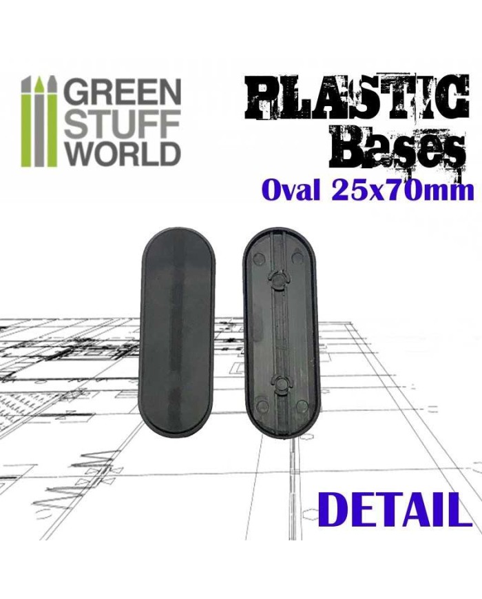 Peanas Ovaladas de 25x70mm - Plástico Negro | Green Stuff World |Peanas de Plástico