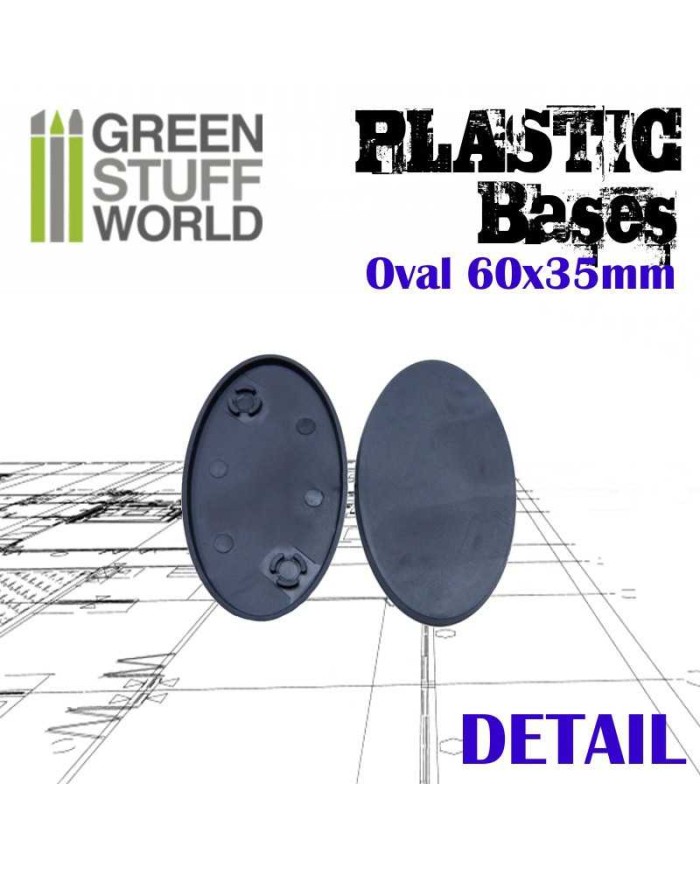 Peanas Ovaladas de 60x35mm AOS - Plástico Negro | Green Stuff World |Peanas de Plástico
