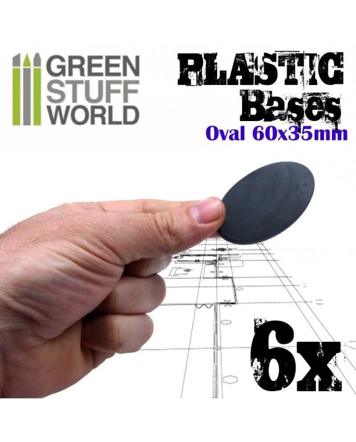 AOS 60x35mm Oval Bases - Black Plastic | Green Stuff World |Plastic Bases