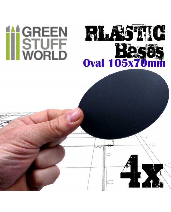 AOS 105x70mm Oval Bases - Black Plastic | Green Stuff World |Plastic Bases