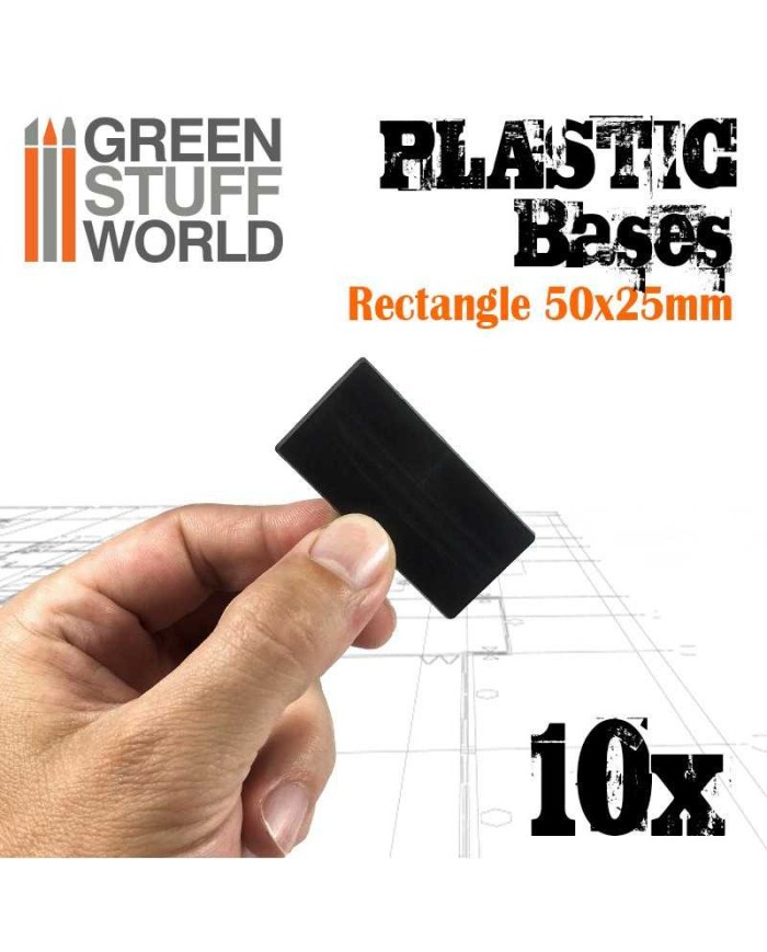 Peanas Rectangulares de 25x50mm - Plástico Negro | Green Stuff World |Peanas de Plástico