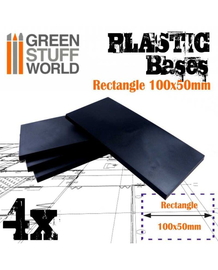 Peanas Rectangulares de 50x100mm - Plástico Negro | Green Stuff World |Peanas de Plástico